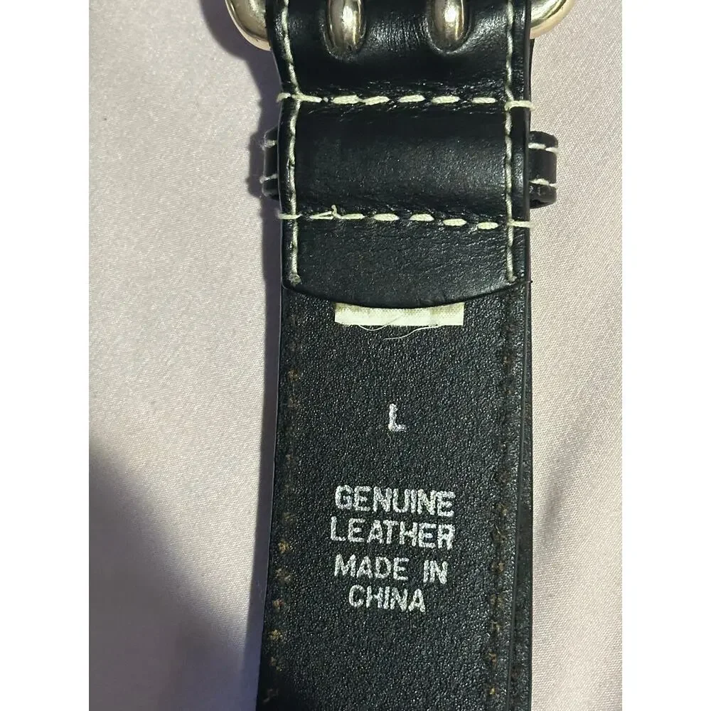 Express Y2K Women’s Wide Genuine Leather Brass Belt Black Size Large western